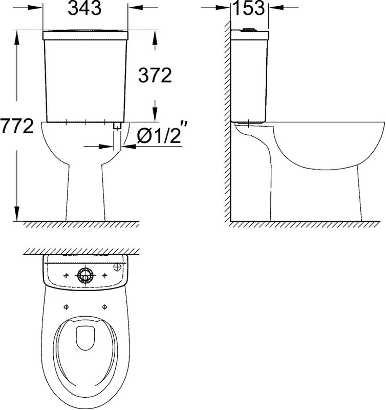 Унитаз-компакт напольный Grohe Bau Ceramic 39429000