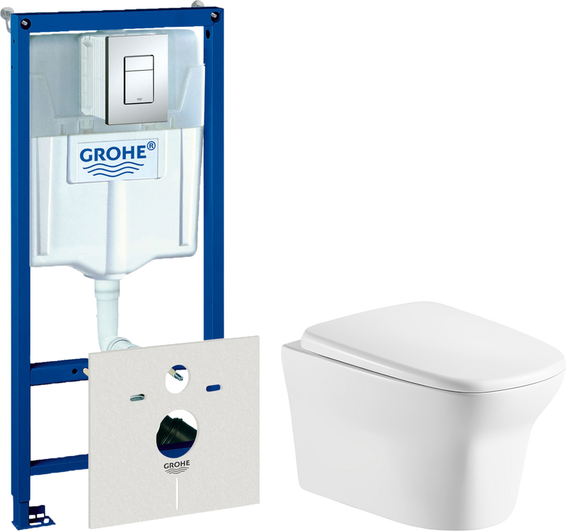 Комплект  Унитаз подвесной Cerutti Spa Ami Aria 8780 безободковый, с микролифтом + Система инсталляции для унитазов Grohe Rapid SL 38772001, 3 в 1 с к