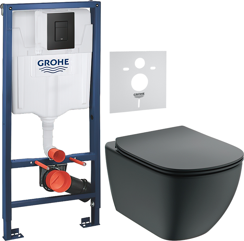 Комплект 3 в 1 Унитаз подвесной Ideal Standard IdealMood T4665V3 + Звукоизоляция Grohe 37131000 + Инсталляция с кнопкой Solido 38811KF0