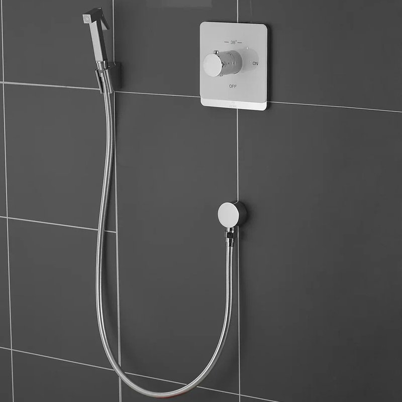 Гигиенический душ Rose R105C, со смесителем, С ВНУТРЕННЕЙ ЧАСТЬЮ, белый, хром