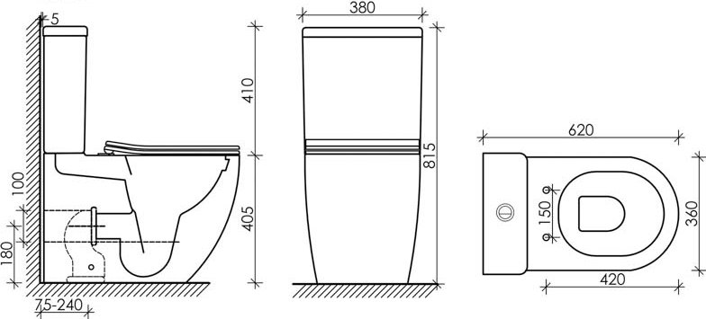 Унитаз-компакт напольный Ceramicanova Mia Rimless CN1801