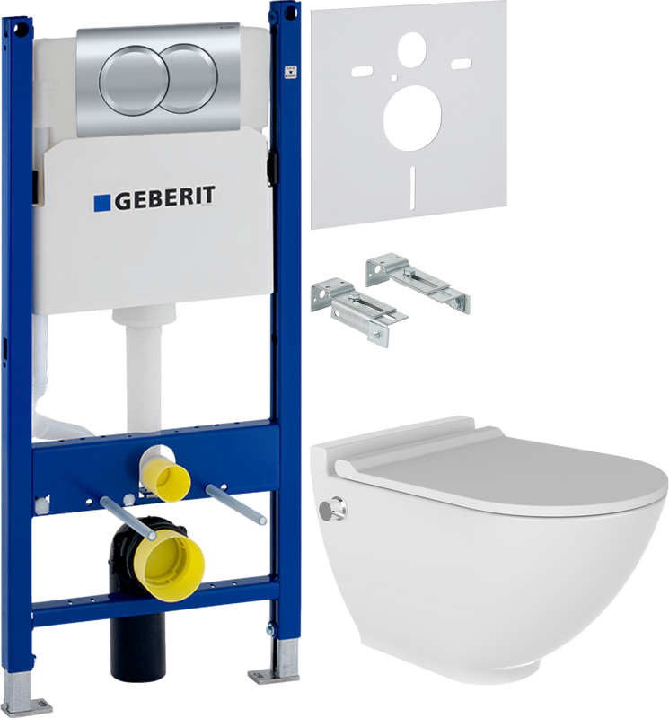 Комплект 3 в 1 Унитаз подвесной Bien Harmony HRKA052N5VE0W5000 + Инсталляция с кнопкой Geberit Duofix Delta 458.149.21.1 + Звукоизоляция 156.050.00.1