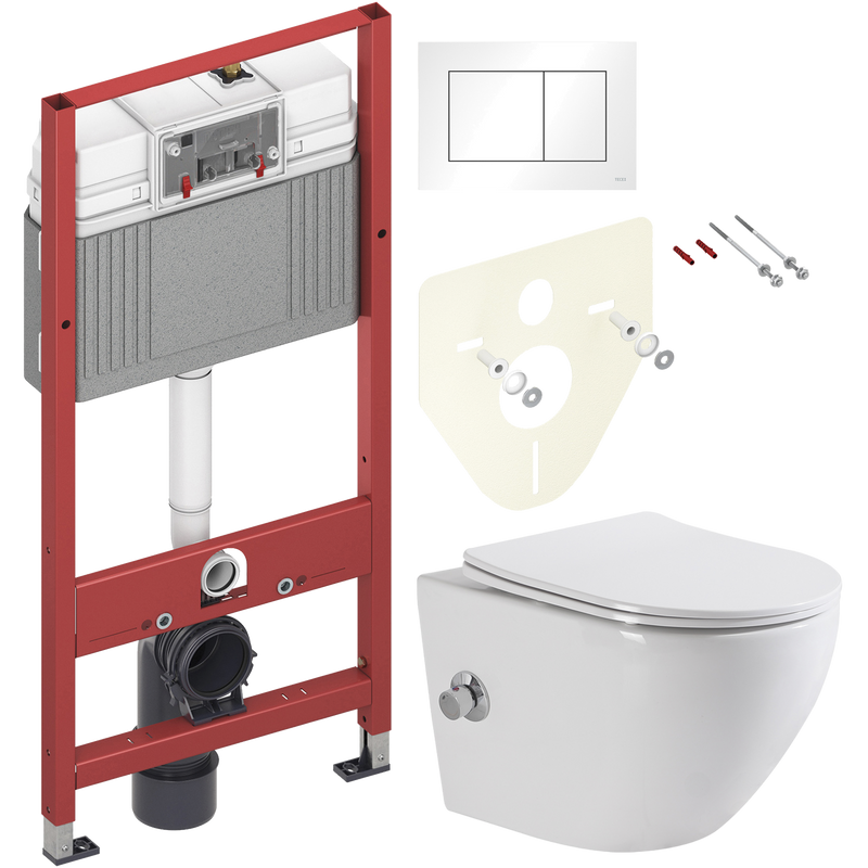 Комплект 2 в 1 Унитаз подвесной BelBagno Uno BB3105CHR-BS/SC + Инсталляция с кнопкой TECE Base 9400413