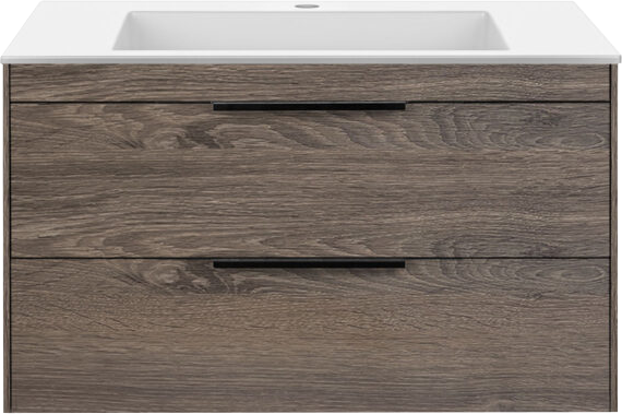 Тумба под раковину без столешницы Vincea Chiara 2D 80, подвесная, 2 ящика, темный дуб