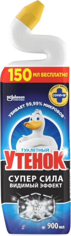 Универсальное моющее средство Туалетный утенок Супер сила видимый эффект, 0,9 л + стикер чистоты