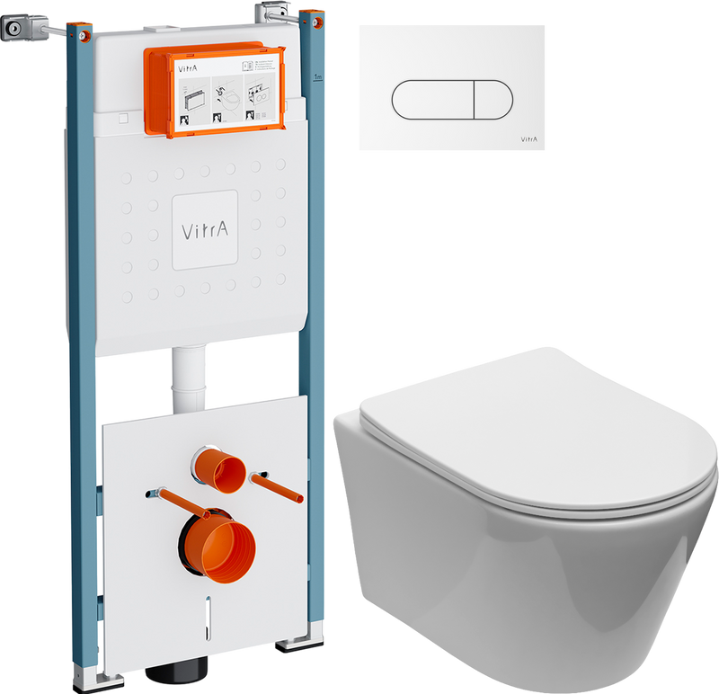 Комплект 3 в 1 Унитаз подвесной Aquanet Logan Tornado 340298 + Инсталляция VitrA V-Fix Core 732-5800-01PV + Кнопка Root Round 740-2200
