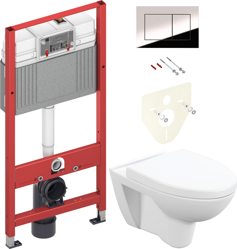 Комплект 2 в 1 Унитаз подвесной Cersanit Parva Clean On DPL EO + Инсталляция с кнопкой TECE Now 9400412