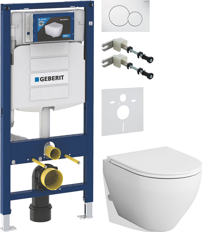 Комплект 5 в 1 Унитаз подвесной AM.PM Spirit V2.0 C701700SC + Крепления Geberit Duofix 111.815.00.1 к стене + Звукоизоляция 156.050.00.1 + Инсталляция UP 320 111.300.00.5 + Кнопка Sigma 01 115.770.11.5