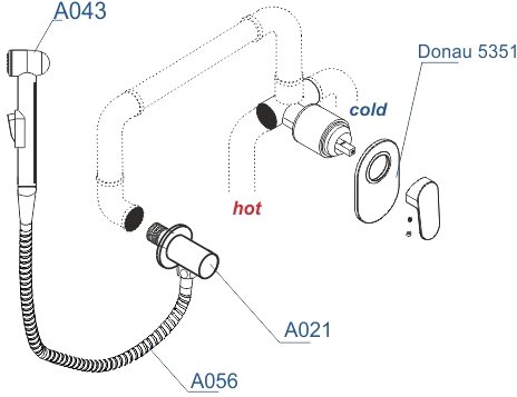 Гигиенический душ Wasserkraft A15356, шланг 100 см