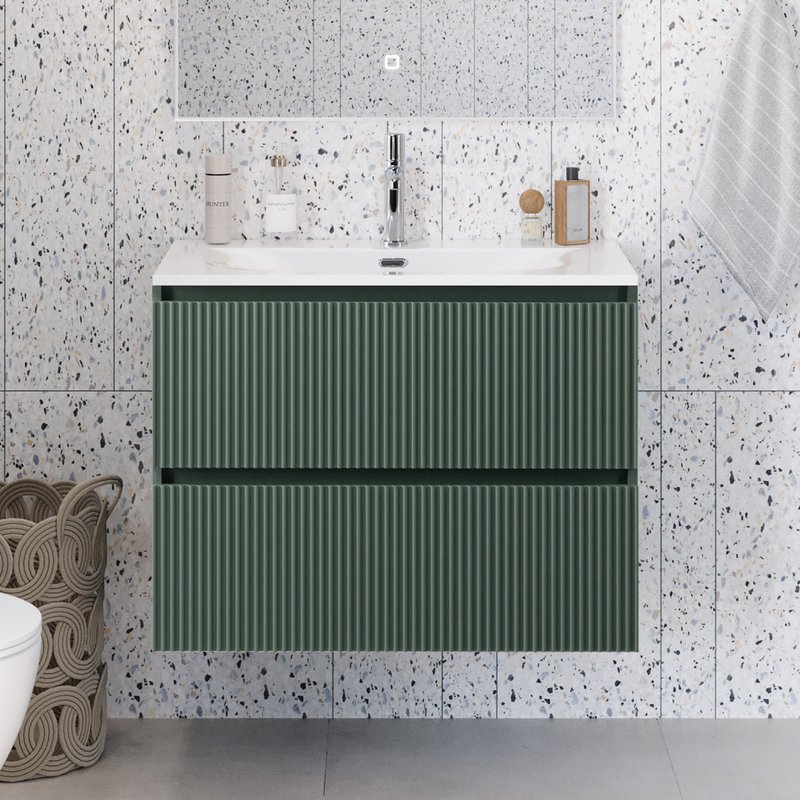 Тумба под раковину без столешницы BelBagno Uno-mini 80 подвесная, 2 ящика, матовая еловая