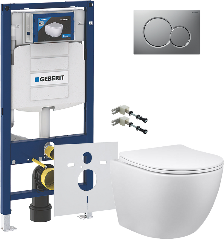 Комплект 5 в 1 Унитаз подвесной Vincea Globo VT1-14 + Крепления Geberit Duofix 111.815.00.1 к стене + Инсталляция UP 320 111.300.00.5 + Кнопка Sigma 01 115.770.JQ.5 + Звукоизоляция 156.050.00.1