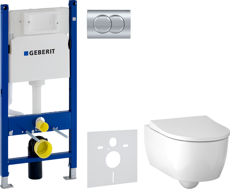 Комплект 3 в 1 Унитаз подвесной Geberit iCon 500.784.01.1 + Инсталляция с кнопкой Duofix Delta 458.149.21.1 + Звукоизоляция 156.050.00.1