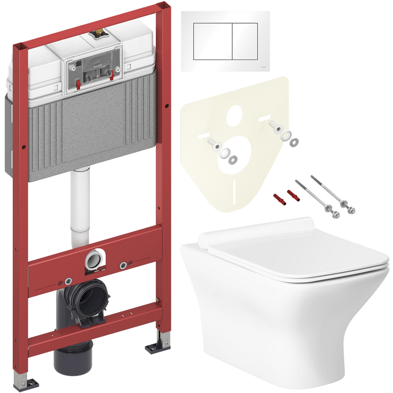 Комплект 3 в 1 Унитаз подвесной BelBagno Romano BB248CHR-SM + Крышка BB2112SC с микролифтом + Инсталляция с кнопкой TECE Base 9400413