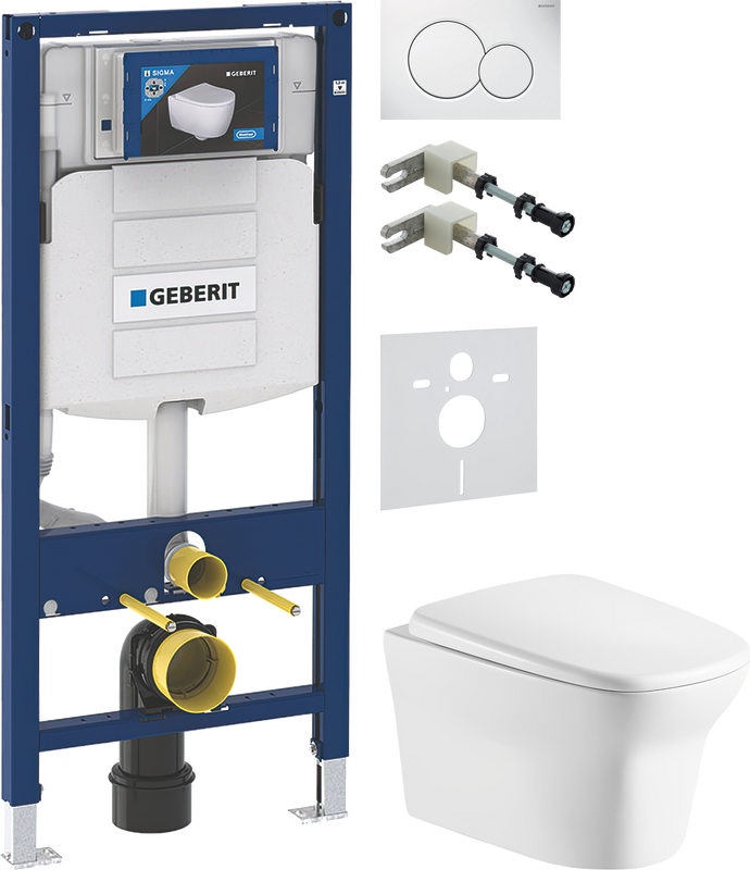 Комплект 5 в 1 Унитаз подвесной Ceruttispa Ami Aria 8780 + Крепления Geberit Duofix 111.815.00.1 к стене + Звукоизоляция 156.050.00.1 + Инсталляция UP 320 111.300.00.5 + Кнопка Sigma 01 115.770.11.5