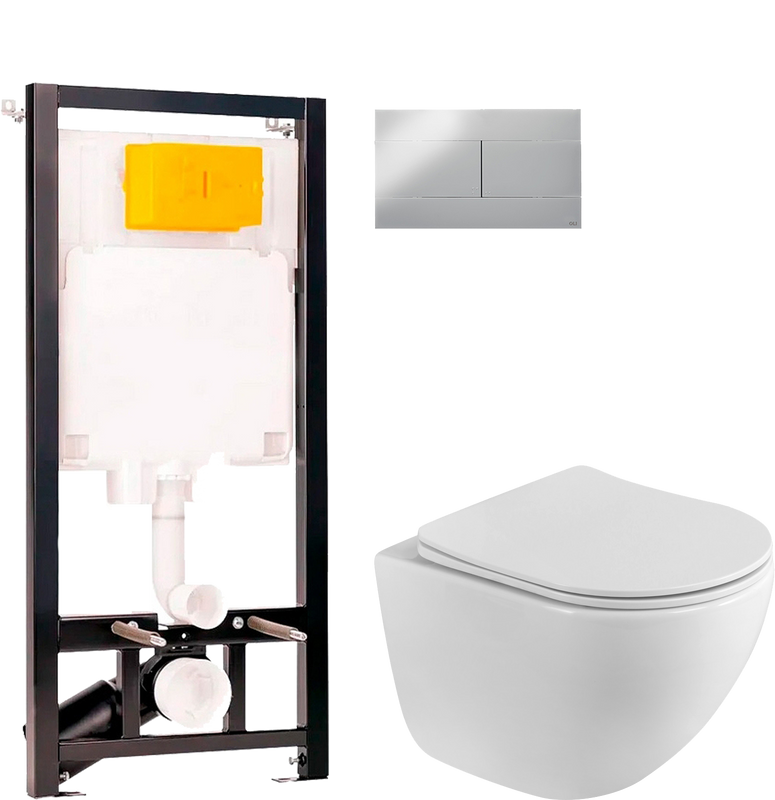 Комплект 2 в 1 Унитаз подвесной BelBagno Libero BB11051CH-TOR/SC + Инсталляция с кнопкой OLI 80 ECO Sanitarblock mechanic