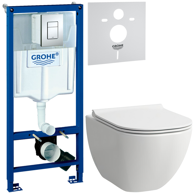 Комплект 3 в 1 Унитаз подвесной Laufen Basal 8.66E1.0.000.000.1 + Инсталляция с кнопкой Grohe Rapid SL 38772001 + Звукоизоляция 37131000