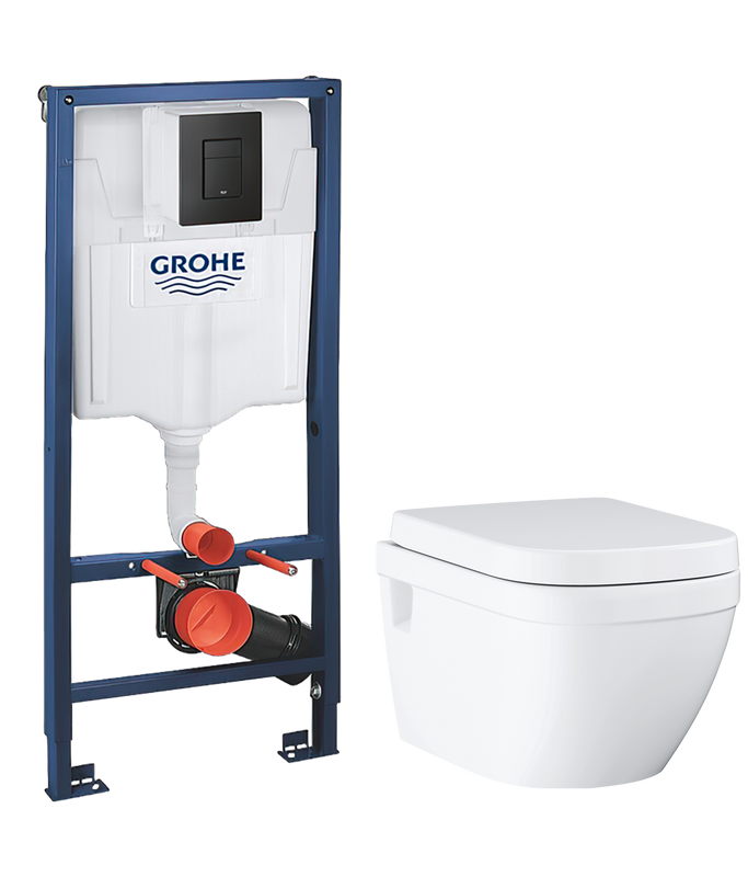 Комплект 2 в 1 Унитаз подвесной Grohe Euro Ceramic 39703000 + Инсталляция с кнопкой Solido 38811KF0