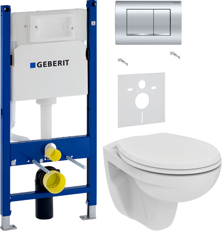 Комплект 3 в 1 Унитаз подвесной Ideal Standard Eurovit K881201 + Звукоизоляция Geberit 156.050.00.1 + Инсталляция с кнопкой Duofix Delta 458.163.21.1