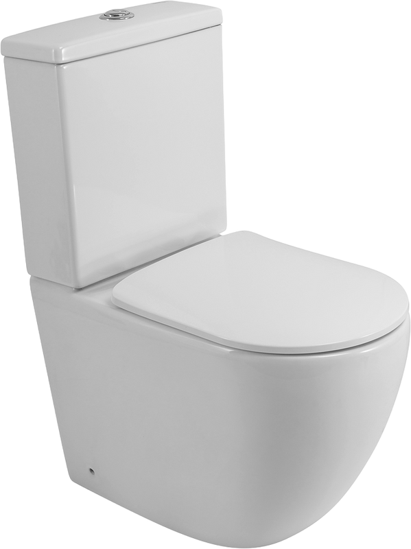 Унитаз-компакт напольный BelBagno Amanda BB051CPR BB051-2SC с микролифтом, безободковый, глянцевый белый