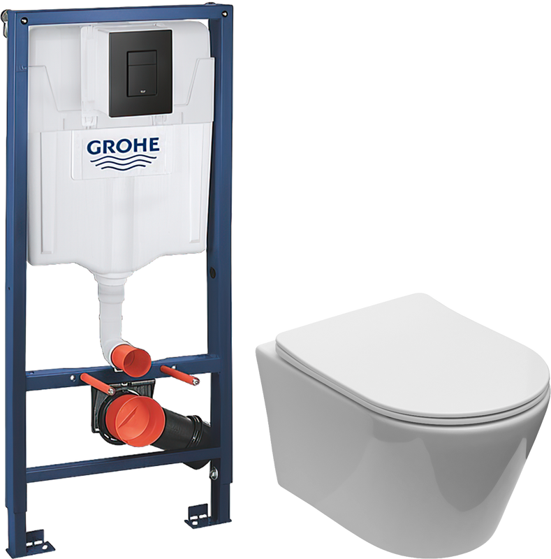 Комплект 2 в 1 Унитаз подвесной Aquanet Logan Tornado 340298 + Инсталляция с кнопкой Grohe Solido 38811KF0