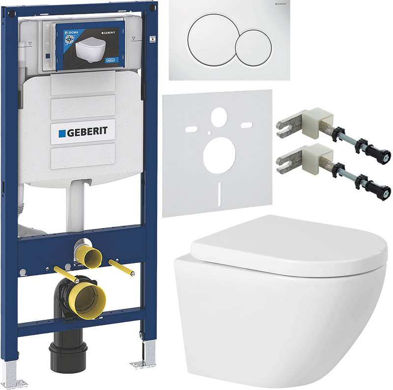 Комплект 6 в 1 Унитаз подвесной BelBagno Sfera-r BB046CHR + Крышка Marino BB105SC с микролифтом, петли хром + Инсталляция Geberit Duofix UP 320 111.300.00.5 + Кнопка Sigma 01 115.770.11.5 + Крепления 111.815.00.1 к стене + Звукоизоляция 156.050.00.1