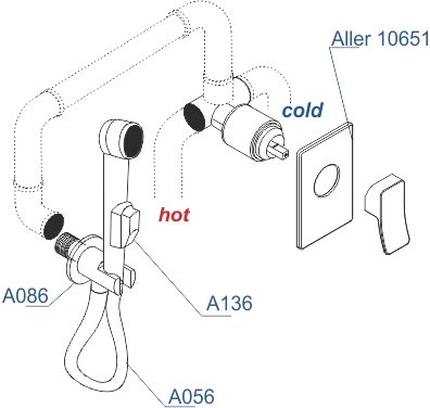 Гигиенический душ Wasserkraft A106156, шланг 100 см