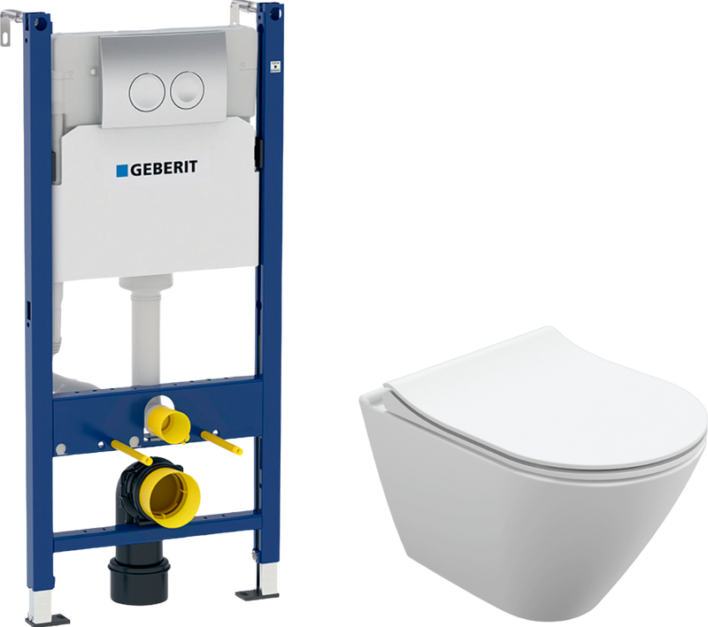 Комплект 2 в 1 Унитаз подвесной Cersanit City Oval Clean On DPL EO + Инсталляция с кнопкой Geberit Duofix Delta 458.124.21.1