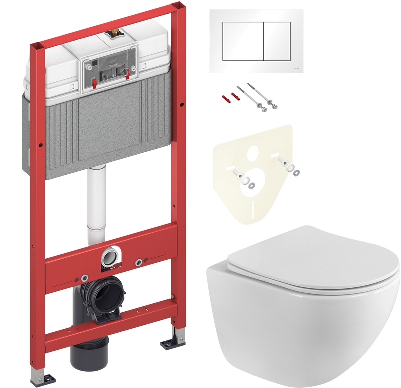 Комплект 2 в 1 Унитаз подвесной BelBagno Libero BB11051CH-TOR/SC + Инсталляция с кнопкой TECE Base 9400413