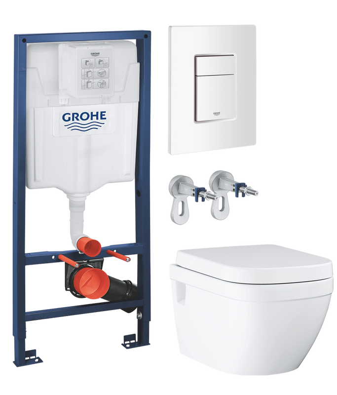 Комплект 2 в 1 Унитаз подвесной Grohe Euro Ceramic 39703000 + Инсталляция с кнопкой Rapid SL 38772SH0