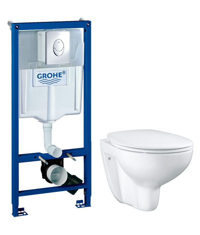 Комплект 2 в 1 Унитаз подвесной Grohe Bau Ceramic 39351000 + Инсталляция с кнопкой Rapid SL 38721001