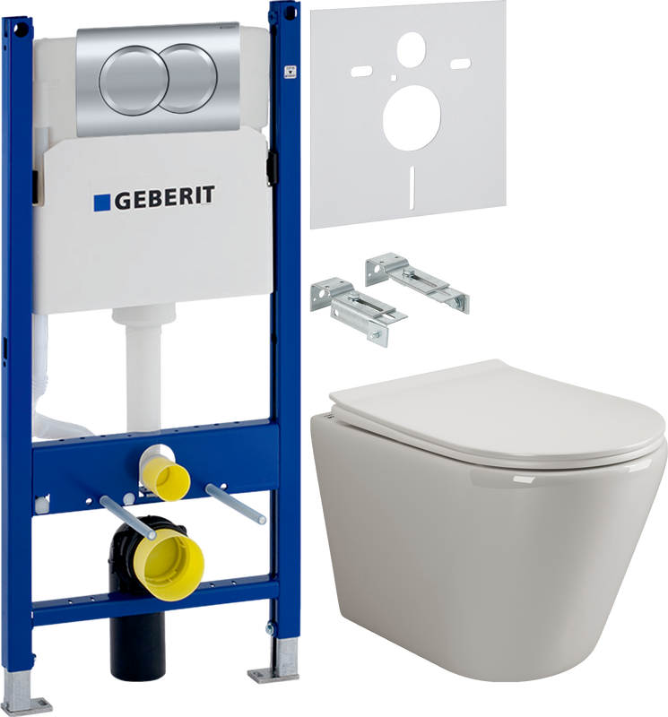 Комплект 3 в 1 Унитаз подвесной Ceramicanova Highlight Rimless CN1804 + Инсталляция с кнопкой Geberit Duofix Delta 458.149.21.1 + Звукоизоляция 156.050.00.1