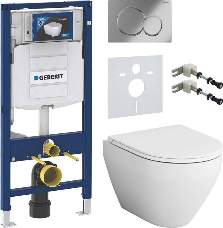 Комплект 5 в 1 Унитаз подвесной AM.PM Spirit V2.0 C701700SC + Инсталляция Geberit Duofix UP 320 111.300.00.5 + Кнопка Sigma 01 115.770.21.5 + Звукоизоляция 156.050.00.1 + Крепления 111.815.00.1 к стене