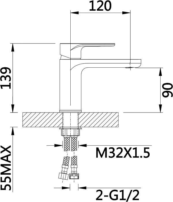 Смеситель для раковины D-lin 377-C D110377-C, белый