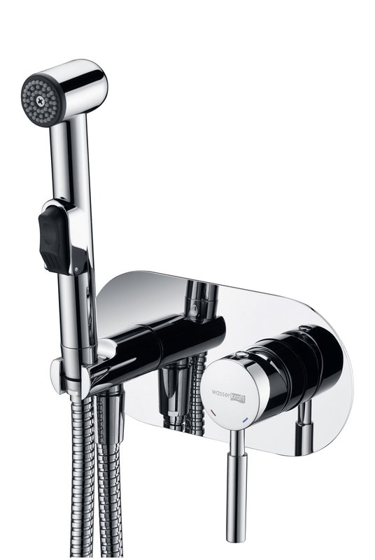 Гигиенический душ Wasserkraft Main 4138, со смесителем, С ВНУТРЕННЕЙ ЧАСТЬЮ, хром