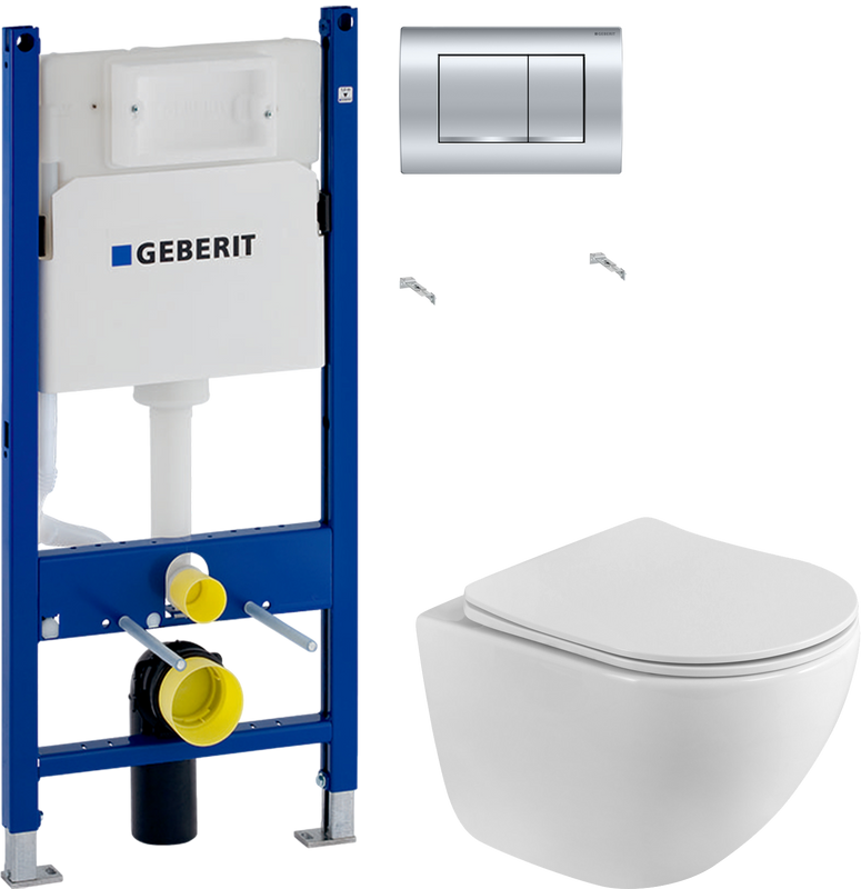 Комплект 2 в 1 Унитаз подвесной BelBagno Libero BB11051CH-TOR/SC + Инсталляция с кнопкой Geberit Duofix Delta 458.163.21.1
