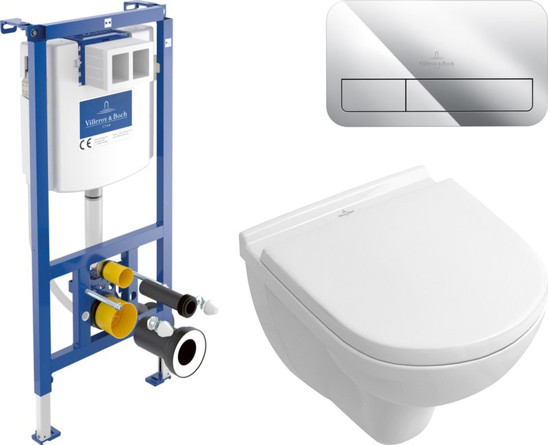 Комплект  Унитаз подвесной Villeroy & Boch O.Novo O.novo 5688 H1 01 alpin, с микролифтом + Система инсталляции для унитазов Villeroy & Boch 92242700 +