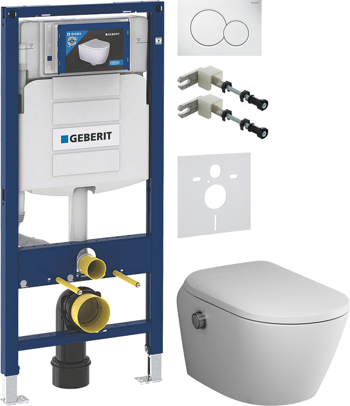 Комплект 5 в 1 Унитаз подвесной AM.PM Sensation CCC301700SC + Крепления Geberit Duofix 111.815.00.1 к стене + Звукоизоляция 156.050.00.1 + Инсталляция UP 320 111.300.00.5 + Кнопка Sigma 01 115.770.11.5