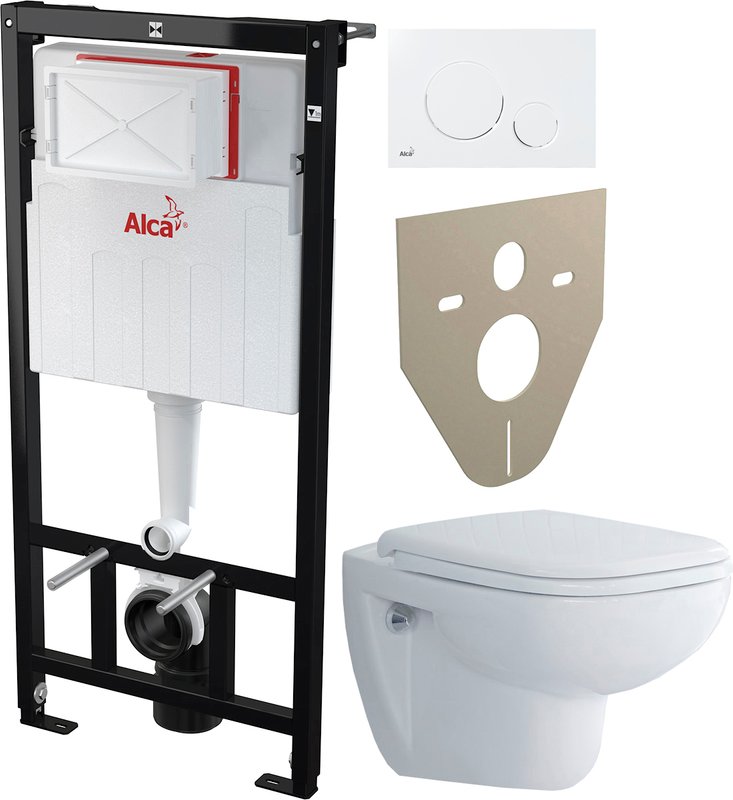 Комплект 4 в 1 Унитаз подвесной Duravit D-code 45700900A1 + Звукоизоляция AlcaPlast M91 + Кнопка Thin THIN M670 + Инсталляция A101 Sadromodul AM101/1120-0001
