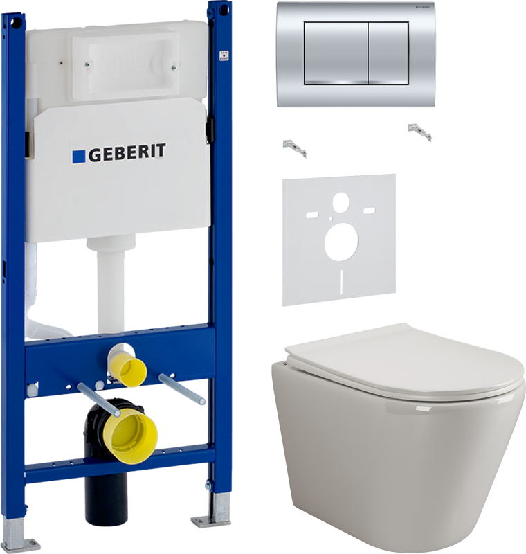Комплект 3 в 1 Унитаз подвесной Ceramicanova Highlight Rimless CN1804 + Звукоизоляция Geberit 156.050.00.1 + Инсталляция с кнопкой Duofix Delta 458.163.21.1