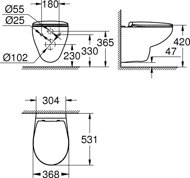Унитаз подвесной Grohe Bau Ceramic 39351000