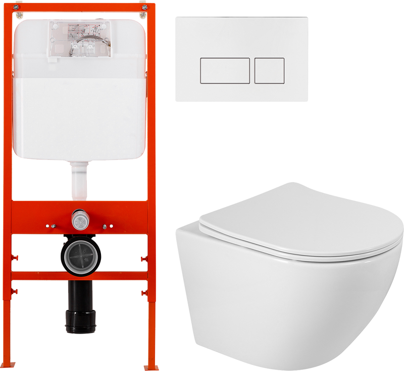 Комплект 3 в 1 Унитаз подвесной BelBagno Sfera-r BB046CHR/SC + Инсталляция BB026 + Кнопка BB042BL