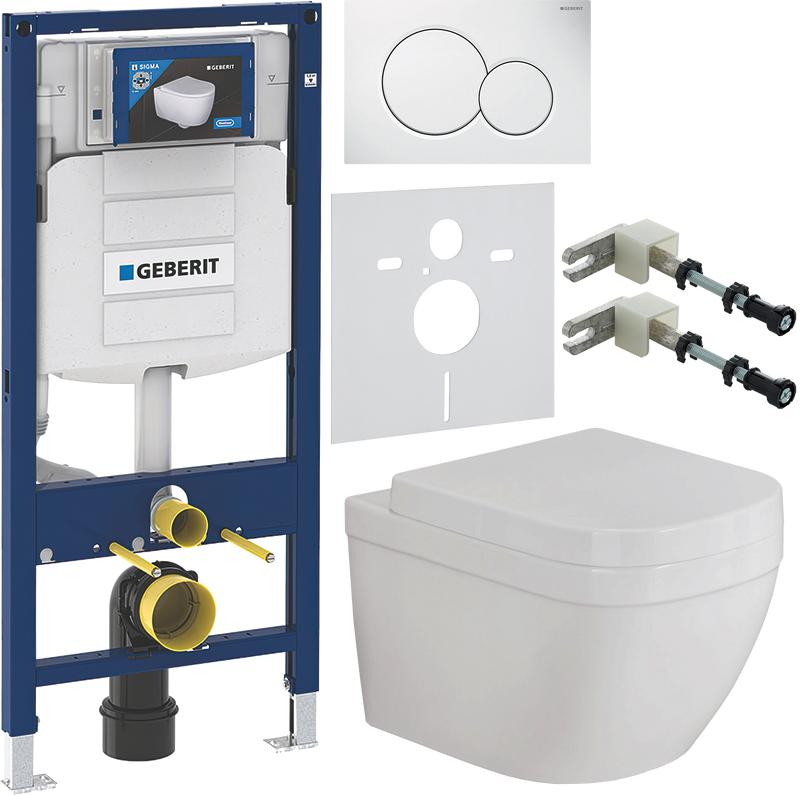 Комплект 6 в 1 Унитаз подвесной Grohe Euro Ceramic 39328000 + Крышка 39330001 с микролифтом + Инсталляция Geberit Duofix UP 320 111.300.00.5 + Кнопка Sigma 01 115.770.11.5 + Крепления 111.815.00.1 к стене + Звукоизоляция 156.050.00.1