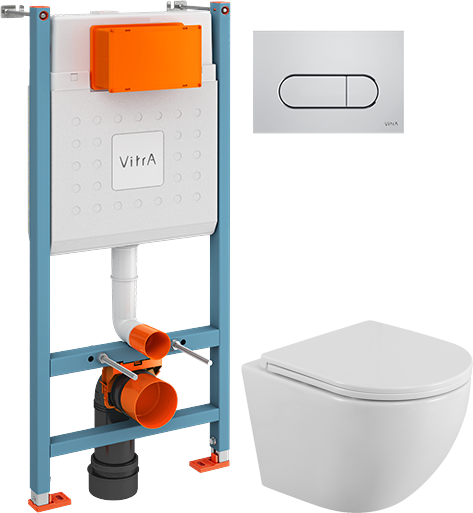 Комплект 2 в 1 Унитаз подвесной BelBagno Uno BB3105CHR/SC + Инсталляция с кнопкой VitrA V-Fix Core 732-5800-01