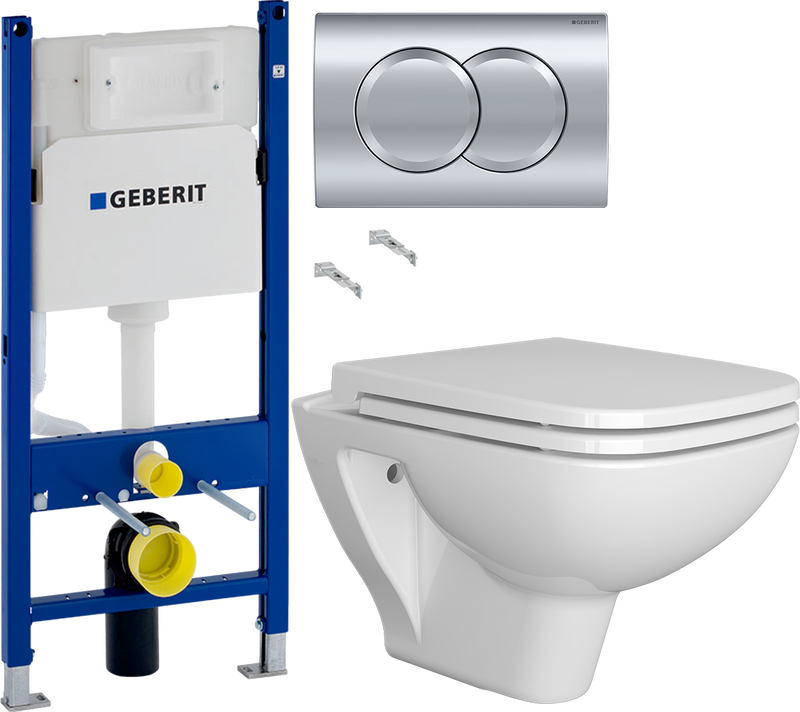 Комплект 2 в 1 Унитаз подвесной VitrA Berg 5507B003-6280 + Инсталляция с кнопкой Geberit Duofix Delta 458.149.21.1