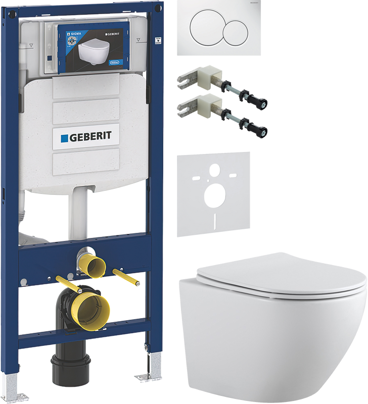 Комплект 5 в 1 Унитаз подвесной Aquanet Cetus 2.0 W + Крепления Geberit Duofix 111.815.00.1 к стене + Звукоизоляция 156.050.00.1 + Инсталляция UP 320 111.300.00.5 + Кнопка Sigma 01 115.770.11.5