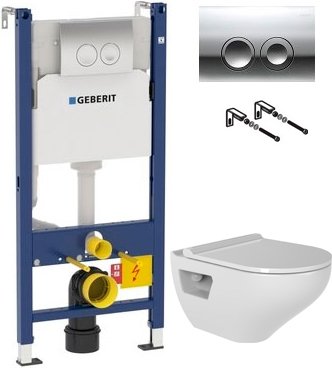 Комплект 2 в 1 Унитаз подвесной Bien Ion IOKA050N2VP0W5000 + Инсталляция с кнопкой Geberit Duofix Delta 458.124.21.1