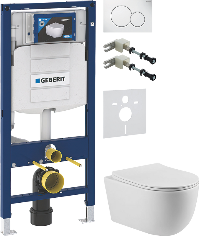 Комплект 5 в 1 Унитаз подвесной Vincea Evo VT1-34S + Крепления Geberit Duofix 111.815.00.1 к стене + Звукоизоляция 156.050.00.1 + Инсталляция UP 320 111.300.00.5 + Кнопка Sigma 01 115.770.11.5