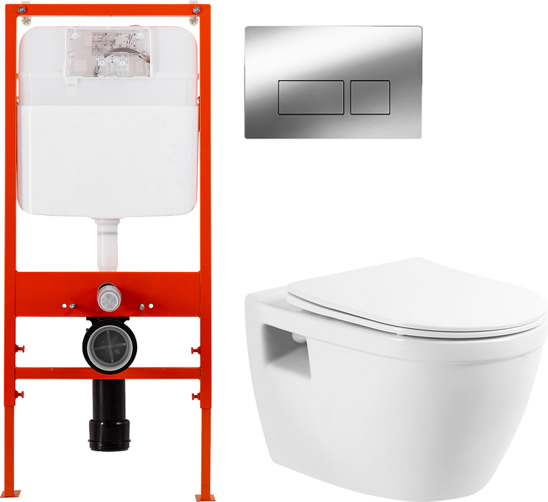Комплект 3 в 1 Унитаз подвесной BelBagno Loto BB070CHR/SC + Инсталляция BB026 + Кнопка BB041CR