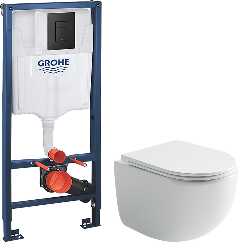 Комплект 2 в 1 Унитаз подвесной Ceramicanova UP Rimless CN4007 + Инсталляция с кнопкой Grohe Solido 38811KF0