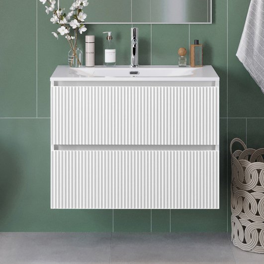 Тумба под раковину без столешницы BelBagno Uno 80 подвесная, 2 ящика, bianco opaco